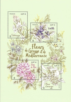 F5400 - Philatelie 50 - feuillet de timbres de France N° F5400 de 2020, Fleurs de Grasse et de Méditerranée