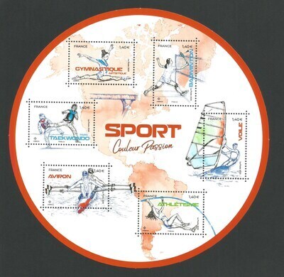 F5418 - Philatelie 50 - feuillet de timbres de France N° F5418 de 2020, Sport, Couleur Passion