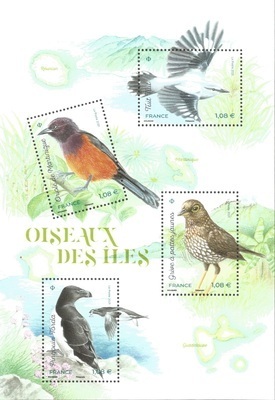 F5460 - Philatelie 50 - feuillet de timbres de France N° F5460 de 2020, Oiseaux des iles