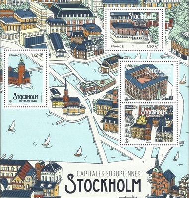 F5477 - Philatelie 50 - feuillet de timbres de France N° F5477 de 2021, Capitales Européennes Stockholm