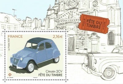 F5520 - Philatelie 50 - feuillet de timbres de France N° F5520 de 2021, Voitures anciennes