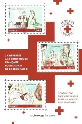 F5528 - Philatelie 50 - feuillet de timbres de France N° 5528 à 5530 - Croix Rouge de 2021 - Actions et solidarité
