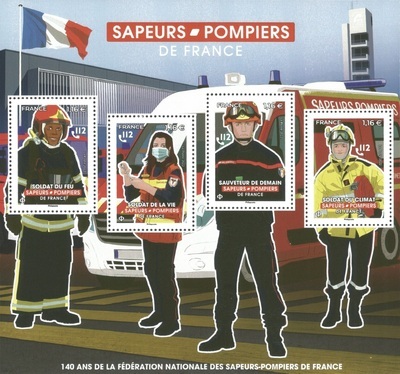 F5584 - Philatelie 50 - feuillet de timbres de France N° 5584 de 2022 - 140ème anniversaire de la Fédération nationale des sapeurs-pompiers de France
