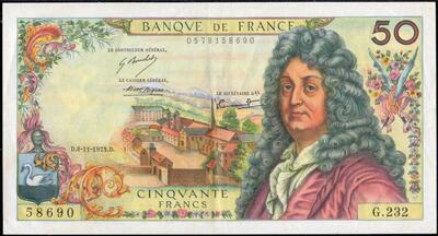 F64/25/SUP/N°58690, Philatélie 50, Billet 50 Francs Racine 1973