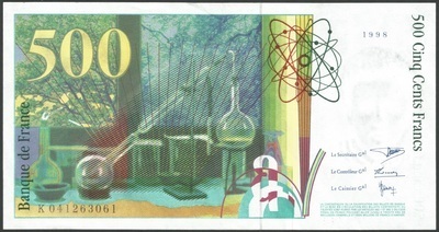 F76/4/N°41263061-1 - Philatélie 50 - Billet de 500 francs Pierre et Marie Curie 1998