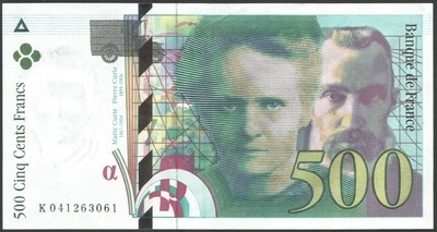F76/4/N°41263061 - Philatélie 50 - Billet de 500 francs Pierre et Marie Curie 1998