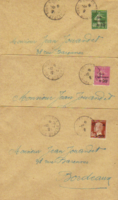 Lettres253-255 - Philatelie - lettres de France - timbres de France de collection