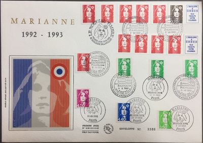 FDC.GF.Marianne1993 - Philatélie - Enveloppe 1er jour - Timbres de France