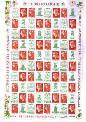 Philatélie 50 - série de 4 feuilles Marianne salon du timbre 2010 - 40ème anniversaire imprimerie - 4
