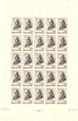 525 Feuille Pétain - Philatelie - feuille de timbres Maréchal Pétain