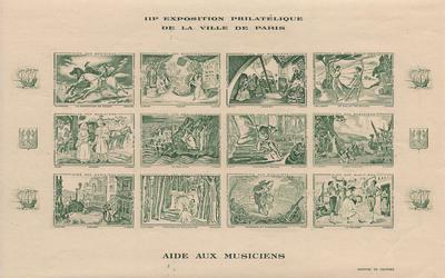 FeuilletAideMusiciens - Philatélie - Vignette philatélique en feuillet aide aux musiciens - Vignettes philatéliques - Erinnophilie