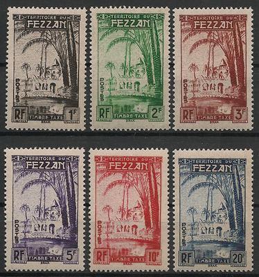 FEZTAX6-11 - Philatélie - Timbres Taxe du Fezzan N° Yvert et Tellier 6 à 11 - Timbres de colonies françaises