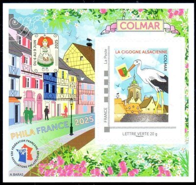 FFAP25 Philatélie 50, Bloc FFAP Colmar 2025, La cigogne Alsacienne