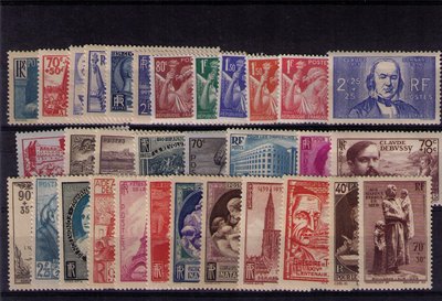 FRC1939 - Philatélie 50 -année complète de timbres de France 1939 - timbres de France de collection