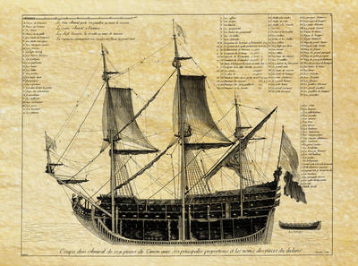 Gravure du Soleil Royal - Philatélie - Reproduction de gravures navales anciennes