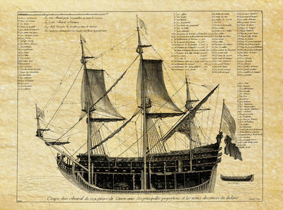 Gravure du Soleil Royal - Philatélie - Reproduction de gravures navales anciennes
