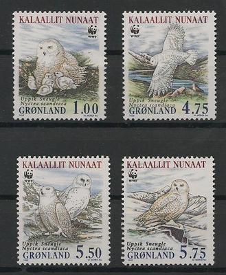 GROENLAND310-313 - Philatélie - Timbres du Groenland N° 310 à 313 du catalogue Yvert et Tellier sur les oiseaux - Timbres de collection