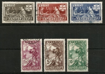GUA127/32o - Philatelie 50 - Timbres de Guadeloupe N°127/132 - série complète composée de 6 timbres de Guadeloupe Tricentenaire du rattachement des Antilles à la France