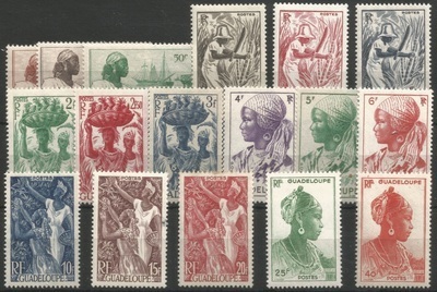 GUA197/213** - Philatelie 50 - Timbres de Guadeloupe N°197/213 - série complète composée de 17 timbres de Guadeloupe