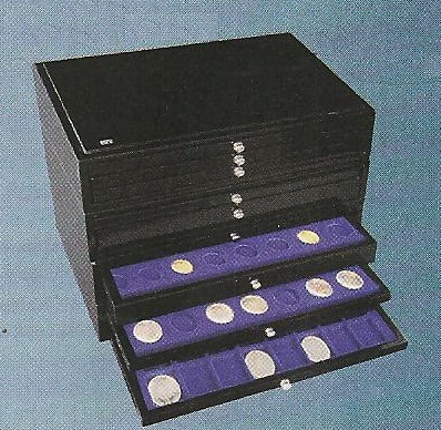 ID6591B - Philatelie - Medailler 3 tiroirs pour 116 pièces de monnaie - Numismatique - Matériel de collection