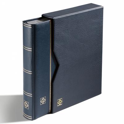 LE329277 - Philatelie - Classeur luxe leuchtturm avec etui 32 pages noires pour timbres - Timbres de collection