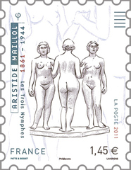 Les 3 Nymphes - Philatélie - timbre de France adhésif - timbre de collection