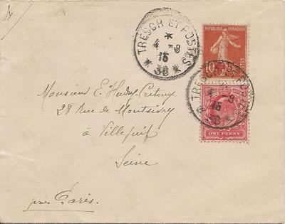 LETTREaffchtmixte - Philatélie - Lettre de collection affranchissement mixte france angleterre - Timbres sur lettre