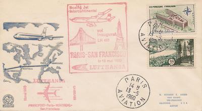 LETTRE-PARIS-SANFRANCISCO - Philatélie - Lettre de collection vol inaugural paris san francisco mai 1960 - Timbres sur lettre