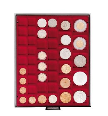 LI2145-2745 - Philatélie - Médailler numismatique alvéoles carrés Lindner pour pièces de monnaie - Pieces de monnaie de collection