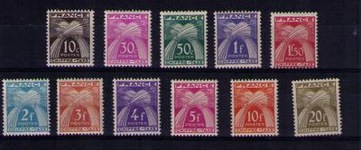 Taxe 67-77 - Philatelie - timbres de France Taxe N° YT 67 à 77