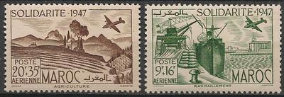 MARPA65-66 - Philatélie - Timbres du Maroc Poste Aérienne N° Yvert et Tellier 65 à 66 - Timbres de colonies françaises avant indépendance - Timbres de collection