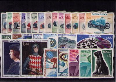 Monaco 1967 - Philatélie 50 - année complète de timbres de Monaco 1967 - timbres de Monaco de collection