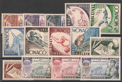 MONANNEE1952-53 - Philatelie - Année complète 1952-1953 de timbres de Monaco - Timbres de Monaco