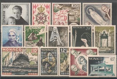 MONANNEE1958 - Philatelie - Année complète 1958 de timbres de Monaco - Timbres de Monaco