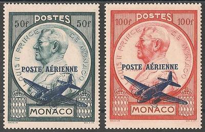 MONPA13-14 - Philatélie - Timbres Poste Aérienne de Monaco N° Yvert et Tellier 13 à 14 - Timbres de collection