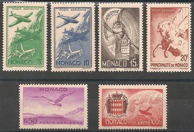 MONPA2-7 - Philatélie - Timbres Poste Aérienne de Monaco N° Yvert et Tellier 2 à 7 - Timbres de collection