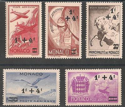 MONPA8-12 - Philatélie - Timbres Poste Aérienne de Monaco N° Yvert et Tellier 8 à 12 - Timbres de collection