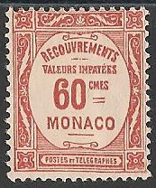MONT16 - Philatélie - Timbre taxe de Monaco N° Yvert et Tellier 16 - Timbres de Monaco - Timbres de collection