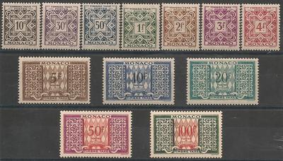 MONT29-39 - Philatélie - Timbres taxe de Monaco N° Yvert et Tellier 29 à 39 - Timbres de Monaco - Timbres de collection