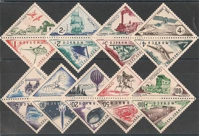 MONT39A-55 - Philatélie - Timbres taxe de Monaco N° Yvert et Tellier 39A à 55 - Timbres de Monaco - Timbres de collection