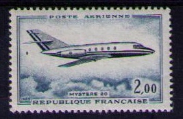 PA42 - Philatélie 50 - timbre de France Poste Aérienne avec variété N° Yvert et Tellier PA 42 - timbre de France de collection
