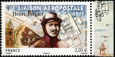 PA74a - Philatélie 50 - Timbre de France Poste Aérienne N°74a émis en 2011 - Centenaire de la première liaison par l'aviateur Henri PEQUET