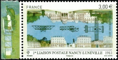 PA75a - Philatélie 50 - Timbre de France Poste Aérienne N°75a émis en 2012 - 1° liaison postale Nancy-Luneville en 1912