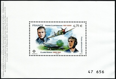 PA85 - Philatélie 50 - Timbre de France Poste Aérienne N°85 - Les aviateurs français Claire Roman et Pierre Clostermann