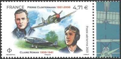PA85a - Philatélie 50 - Timbre de France Poste Aérienne N°85a - Les aviateurs français Claire Roman et Pierre Clostermann