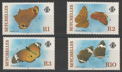 PAPSEY619-622 - Philatélie - Timbres des Seychelles sur les papillons N°YT 619 à 622 - Timbres sur les papillons - Timbres animaux