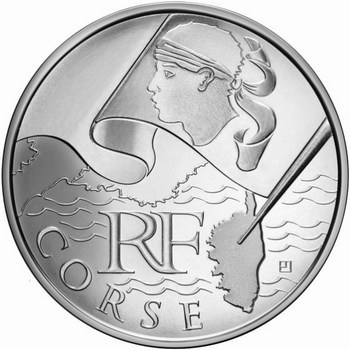 10 € Corse - Philatélie 50 - pièce commémorative 10 € de la région Corse - pièce de monnaie de collection