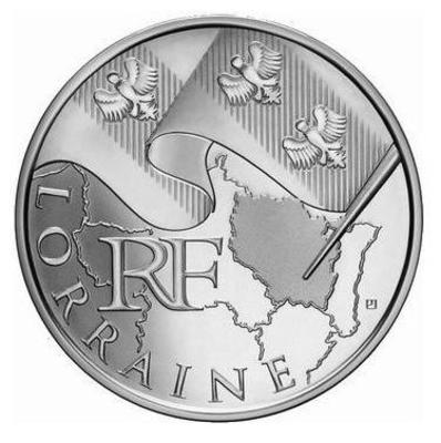 10 € Lorraine - Philatélie 50 - pièce commémorative 10 € de la région Lorraine - pièce de monnaie de collection