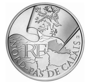 10 € Nord Pas de Calais - Philatélie 50 - pièce commémorative 10 € de la région Nord Pas de Calais - pièce de monnaie de collection
