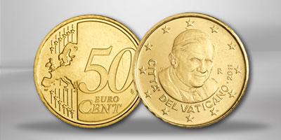 Pièce 50 centimes Vatican 2011 - Philatélie 50 - pièce de monnaies euros Vatican - pièce de monnaie de collection